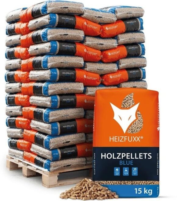 Heizfuxx Holzpellets “Blue” – 975 kg (65 x 15 kg Säcke)